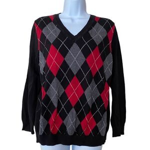 Karen Scott Women’s Argyle V-neck Sweater